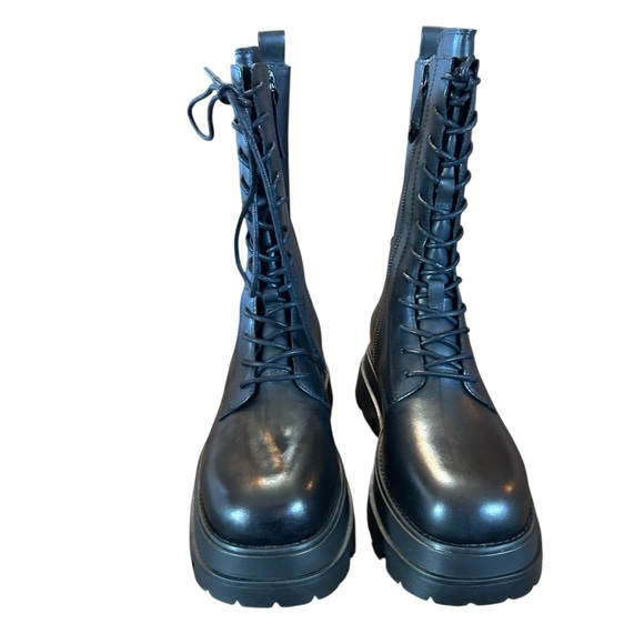 Ash Elton Black Leather Platform Lug Sole Combat Boots NEW EU 39 US 9 - Picture 3 of 10